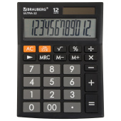 Калькулятор настольный BRAUBERG ULTRA-12-BK (192x143 мм), 12 разрядов, двойное питание, ЧЕРНЫЙ, 250491 за 723 ₽. Калькуляторы настольные. Доставка по РФ. Без переплат!