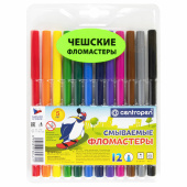 Фломастеры 12 ЦВЕТОВ CENTROPEN "Washable", смываемые, вентилируемый колпачок, 7790/12TP, 7 7790 1285 за 219 ₽. Фломастеры классические.  Доставка по РФ. Без переплат!