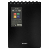 Блокнот А5, 80 л., спираль пластиковая, обложка пластик, клетка, BRAUBERG "Metropolis", ЧЕРНЫЙ, 115572 за 124 ₽. Блокноты.  Доставка по РФ. Без переплат!