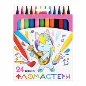 Фломастеры ПИФАГОР "ЕДИНОРОГ", 24 цвета, вентилируемый колпачок, 152450 за 174 ₽. Фломастеры классические.  Доставка по РФ. Без переплат!