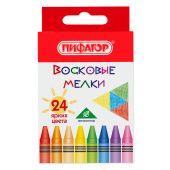 Восковые мелки ПИФАГОР "СОЛНЫШКО", НАБОР 24 цвета, 227281 за 115 ₽. Мелки восковые.  Доставка по РФ. Без переплат!