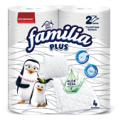 Бумага туалетная бытовая, спайка 4 шт., 2-слойная (4х20,4 м), FAMILIA PLUS, белая, 5080758 за 125 ₽. Туалетная бумага офисно-бытовая.  Доставка по РФ. Без переплат!