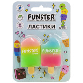 Ластик фигурный FUNSTER (ФАНСТЕР) "АЙСКРИМ", НАБОР 2 ШТУКИ, 55х29х12 мм, экологичный ПВХ, блистер, 274016 за 121 ₽. Ластики классические.  Доставка по РФ. Без переплат!