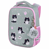 Ранец BRAUBERG LIGHT, 1 отделение, с брелоком, "Cat patches", плюшевые нашивки, 36х26х13 см, 272030 за 4 282 ₽. Ранцы для начальной школы.  Доставка по РФ. Без переплат!