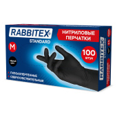 Перчатки нитриловые универсальные RABBITEX (РАББИТЕКС) Standard, 50 пар (100 шт.), черные, размер M (средний), 702156 за 508 ₽. Перчатки одноразовые хозяйственные.  Доставка по РФ. Без переплат!