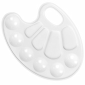 Палитра для рисования ПИФАГОР "ЭНИКИ-БЕНИКИ", белая, овальная, 10 ячеек (6 ячеек для красок и 4 для смешивания), 192352 за 30 ₽. Палитры для рисования.  Доставка по РФ. Без переплат!