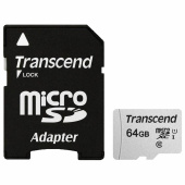 Карта памяти microSDXC 64 GB TRANSCEND UHS-I U1, 95 Мб/сек (class 10), адаптер, TS64GUSD300S-A за 880 ₽. Карты памяти.  Доставка по РФ. Без переплат!