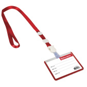 Бейдж школьника горизонтальный (55х90 мм), на ленте со съемным клипом, КРАСНЫЙ, BRAUBERG, 235762 за 76 ₽. Бейджи.  Доставка по РФ. Без переплат!