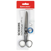 Ножницы цельнометаллические BRAUBERG "Professional", 175 мм, классической формы, 237102 за 573 ₽. Ножницы универсальные.  Доставка по РФ. Без переплат!