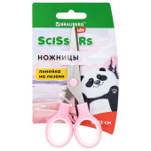 Ножницы BRAUBERG KIDS 130 мм, ручки розовые, закругленные лезвия с линейкой, 274063 за 114 ₽. Ножницы детские.  Доставка по РФ. Без переплат!