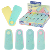 Ластик BRAUBERG "ULTRA PASTEL", 57х24х15 мм, пастельные цвета ассорти, бирюзовый пластиковый держатель, 272688 за 39 ₽. Ластики классические.  Доставка по РФ. Без переплат!
