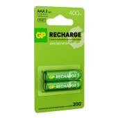 Батарейки аккумуляторные GP ReCharge Ni-Mh мизинчиковые КОМПЛЕКТ 2 шт., ААА (HR03) 400 mAh, 40AAAHCV, 40AAAHCV-2CRSB за 299 ₽. Аккумуляторные батарейки.  Доставка по РФ. Без переплат!