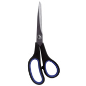 Ножницы BRAUBERG "Soft Grip", 216 мм, черно-синие, резиновые вставки, 3-х сторонняя заточка, 230763 за 226 ₽. Ножницы универсальные.  Доставка по РФ. Без переплат!