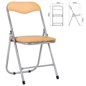 Стул складной для дома и офиса РС04, серебристый каркас, кожзам песочный за 3&nbsp;297 ₽. Стулья для персонала и посетителей.  Доставка по РФ. Без переплат!