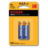 Батарейки алкалиновые "мизинчиковые" КОМПЛЕКТ 2 шт., KODAK Max Super Alkaline, ААА (LR03, 15А), блистер, Б0005132 за 165 ₽. Батарейки.  Доставка по РФ. Без переплат!