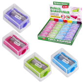 Точилка BRAUBERG KIDS "MINI", с контейнером, пластиковая, пастельные цвета ассорти, 271944 за 32 ₽. Точилки ручные.  Доставка по РФ. Без переплат!