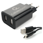 Зарядное устройство CABLEXPERT 12 Вт, 2.4 А, 2 х USB, кабель Type-C, 1 м, черный, коробка-блистер, MP3A-PC-37 за 581 ₽. Зарядные устройства для портативной электроники.  Доставка по РФ. Без переплат!