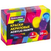 Краски акриловые НЕОНОВЫЕ для рисования и творчества 6 цветов по 20 мл, BRAUBERG HOBBY, 192438 за 245 ₽. Краски акриловые для рисования и хобби.  Доставка по РФ. Без переплат!