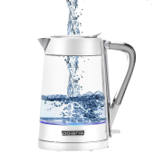 Чайник POLARIS PWK 1715 CGL, 1,7 л, 1850-2200 Вт, закрытый нагревательный элемент, стекло, белый, 54125, PWK 1715 CGL w за 5 664 ₽. Чайники.  Доставка по РФ. Без переплат!