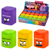 Точилка кросс-серия "МОНСТРИКИ", с контейнером, корпус ассорти, BRAUBERG, 273235 за 35 ₽. Точилки ручные.  Доставка по РФ. Без переплат!