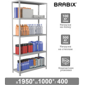 Стеллаж металлический BRABIX "MS KD-195/40-5", 1950х1000х400 мм, 5 полок, сборная стойка, 291119, S240BR244502 за 8 593 ₽. Стеллажи металлические универсальные.  Доставка по РФ. Без переплат!