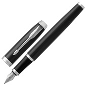 Ручка перьевая PARKER "IM Core Black Lacquer CT", корпус черный глянцевый лак, хромированные детали, синяя, 1931644 за 6 298 ₽. Ручки перьевые подарочные.  Доставка по РФ. Без переплат!