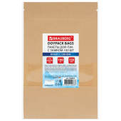 Пакеты дой-пак с замком ZIP LOCK, крафт с окном 60 мм, 170х240 + 40 мм, КОМПЛЕКТ 100 штук, 150 мкм, BRAUBERG, 700692 за 802 ₽. Пакеты с замком "зиплок".  Доставка по РФ. Без переплат!