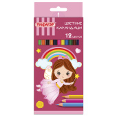 Карандаши цветные ПИФАГОР "ФЕЯ", 12 цветов, шестигранные, 181338 за 63 ₽. Карандаши цветные.  Доставка по РФ. Без переплат!