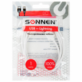 Кабель USB2.0 – Lightning, 1 м, SONNEN, медь, для передачи данных и зарядки, белый, 513559 за 147 ₽. Кабели USB - MicroUSB/Apple/Type-C.  Доставка по РФ. Без переплат!