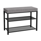 Банкетка для обуви "Торонто-23S", 670х300х490 мм, 2 полки, металл/ткань, черная/серая, БТ23СЧС за 5 133 ₽. Этажерки и полки для обуви.  Доставка по РФ. Без переплат!