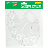 Палитра для рисования BRAUBERG KIDS, прозрачная, овальная, 10 ячеек (6 ячеек для красок и 4 для смешивания), европодвес, 192354 за 46 ₽. Палитры для рисования.  Доставка по РФ. Без переплат!