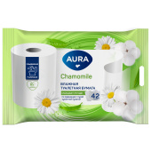 Бумага туалетная влажная смываемая 42 шт., AURA, 13216 за 106 ₽. Туалетная бумага влажная.  Доставка по РФ. Без переплат!