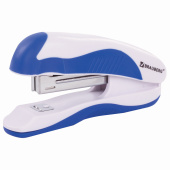 Степлер №10 BRAUBERG "JET PRO", до 12 листов, эргономичный, бело-синий, 228582 за 184 ₽. Степлеры настольные.  Доставка по РФ. Без переплат!