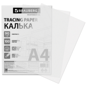 Калька А4 ВЫСОКОЙ ПРОЗРАЧНОСТИ, ПЛОТНАЯ, для печати и творчества, 90 г/м2, 100 листов, BRAUBERG, 116643 за 1&nbsp;139 ₽. Калька.  Доставка по РФ. Без переплат!