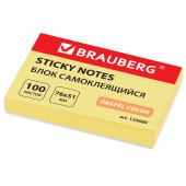 Блок самоклеящийся (стикеры) BRAUBERG, ПАСТЕЛЬНЫЙ, 76х51 мм, 100 листов, желтый, 122689 за 40 ₽. Блоки самоклеящиеся.  Доставка по РФ. Без переплат!