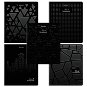Тетрадь А5, 48 л., BRAUBERG, скоба, клетка, матовая ламинация, выборочный лак, "Black" (микс в спайке), 404375 за 50 ₽. Тетради 40-48 листов.  Доставка по РФ. Без переплат!