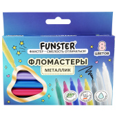 Фломастеры FUNSTER (ФАНСТЕР) "METALLIC" 8 цветов металлик, ударопрочный наконечник, 152630 за 291 ₽. Фломастеры классические.  Доставка по РФ. Без переплат!