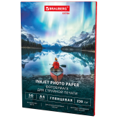 Фотобумага глянцевая, А4, 230 г/м2, односторонняя, 50 листов, BRAUBERG EXTRA, 364482 за 479 ₽. Фотобумага.  Доставка по РФ. Без переплат!
