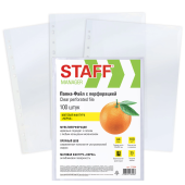 Папки-файлы перфорированные А4 STAFF ЭКОНОМ, КОМПЛЕКТ 100 шт., матовые, 35 мкм, 273004 за 199 ₽. Папки перфорированные.  Доставка по РФ. Без переплат!