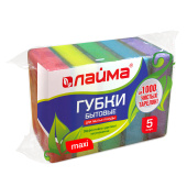 Губки бытовые MAXI, 27х96х64 мм, КОМПЛЕКТ 5 шт., поролон/абразив, для посуды/уборки, LAIMA, К0013, 601554 за 44 ₽. Губки хозяйственные.  Доставка по РФ. Без переплат!