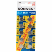 Батарейки алкалиновые "таблетка" КОМПЛЕКТ 10 шт., SONNEN Alkaline 76A (G13, LR44), в блистере, 457137 за 93 ₽. Батарейки.  Доставка по РФ. Без переплат!