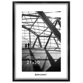 Рамка 21х30 см небьющаяся, багет 14,6 мм, пластик, BRAUBERG "Original Line", черная/серебро, 391234 за 445 ₽. Рамки для дипломов, сертификатов, грамот, фотографий.  Доставка по РФ. Без переплат!