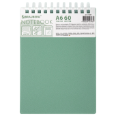 Блокнот МАЛЫЙ ФОРМАТ А6, 60 л., силиконовый гребень, обложка пластик, клетка, BRAUBERG, зеленый, 117564 за 68 ₽. Блокноты.  Доставка по РФ. Без переплат!