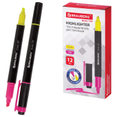 Текстовыделитель двусторонний BRAUBERG, ЖЕЛТЫЙ/РОЗОВЫЙ, линия 1-4 мм, 150840 за 49 ₽. Текстовыделители.  Доставка по РФ. Без переплат!