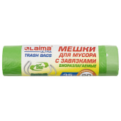 Мешки для мусора биоразлагаемые с завязками LAIMA "ULTRA" 35 л, рулон 20 шт., прочные, ПНД 14 мкм, 50х60 см, 607688 за 126 ₽. Мешки для мусора универсальные.  Доставка по РФ. Без переплат!