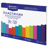 Пластилин классический BRAUBERG "АКАДЕМИЯ КЛАССИЧЕСКАЯ", 36 цветов, 720 г, СТЕК, ВЫСШЕЕ КАЧЕСТВО, 106425 за 386 ₽. Пластилин.  Доставка по РФ. Без переплат!