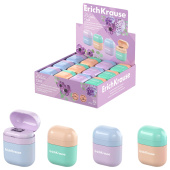 Точилка ERICH KRAUSE "Case Pastel Bloom" с контейнером, пластиковая, корпус ассорти, 60039 за 89 ₽. Точилки ручные.  Доставка по РФ. Без переплат!