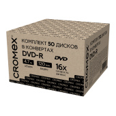 Диски DVD-R в конверте КОМПЛЕКТ 50 шт., 4,7 Gb, 16x, CROMEX, 513798 за 2 134 ₽. Диски CD, DVD, BD (Blu-ray).  Доставка по РФ. Без переплат!