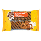 Печенье-крендельки ХЛЕБНЫЙ СПАС "Coffee Time" сдобное, со вкусом капучино, 320 г, пакет, 00-2226520 за 234 ₽. Печенье, крекеры, сухари и сушки.  Доставка по РФ. Без переплат!