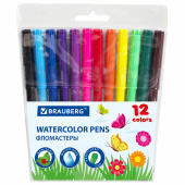 Фломастеры BRAUBERG "Wonderful butterfly", 12 цветов, вентилируемый колпачок, ПВХ-упаковка, 150522 за 115 ₽. Фломастеры классические.  Доставка по РФ. Без переплат!